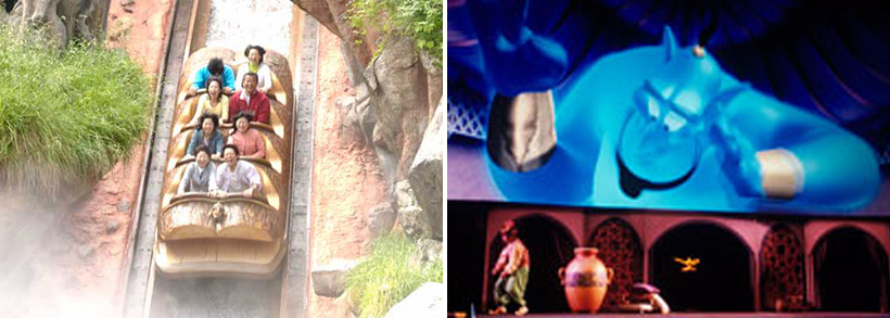 東京ディズニーランド「スプラッシュ・マウンテン」と東京ディズニーシー「マジックランプシアター」の画像