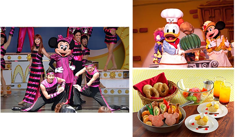 東京ディズニーランドのショー「ミニー・オー！ミニー」や、ショーレストラン「ザ・ダイヤモンドホースシュー」の画像