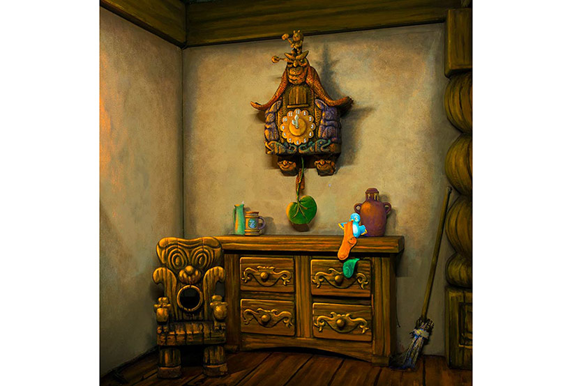 こびとがいる部屋の鳩時計の画像