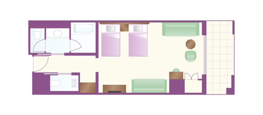 デラックス・バルコニールーム（パークグランドビュー）のレイアウト1