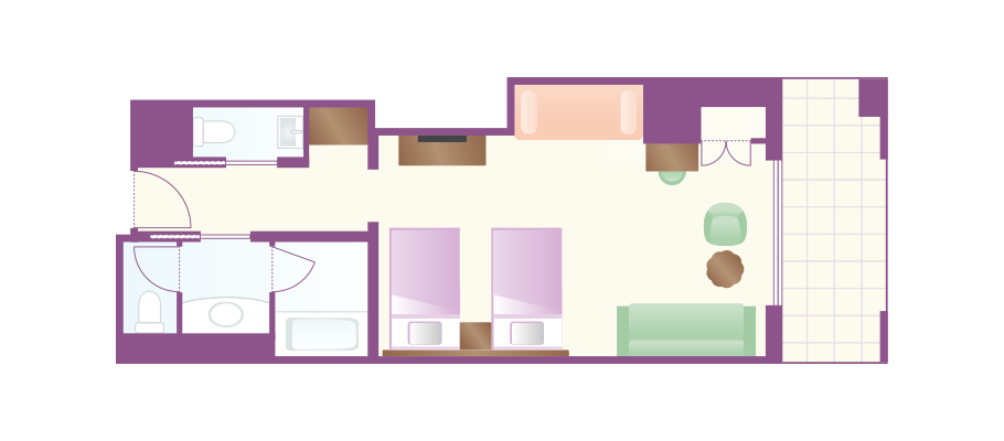 디럭스 발코니&앨코브 룸(파크 그랜드 뷰)のレイアウト1