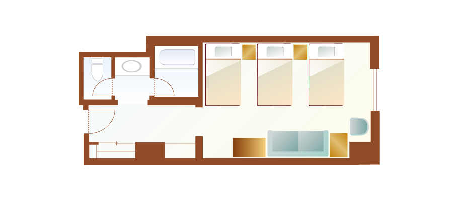 トリプルルーム(ピアッツァビュー)のレイアウト1