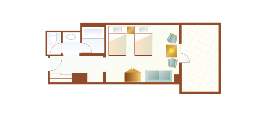 陽台客房(廣場景觀)のレイアウト1