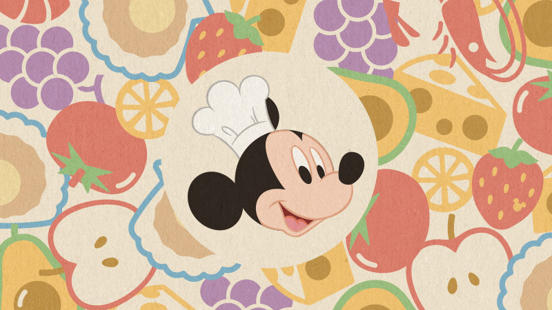 食で世界をめぐる！</br>「フード&ワイン・フェスティバル」</br>おいしそうな食材とミッキーマウスが魅力的なデザインのグッズが登場のイメージ